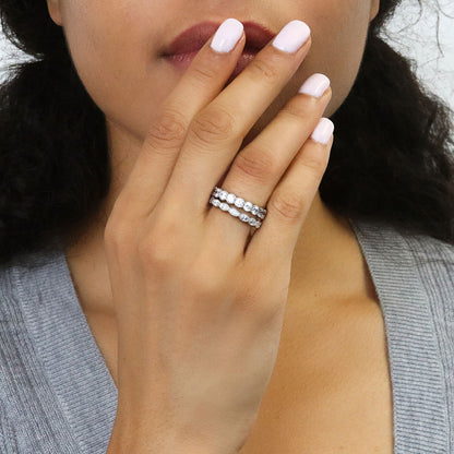 Bezel Marquise CZ Eternity Ring in Sterling Silver