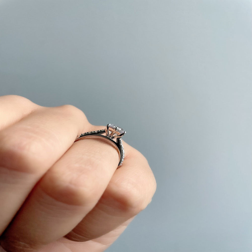 Image Contain: Model Wearing Solitaire with Side Stones Ring
