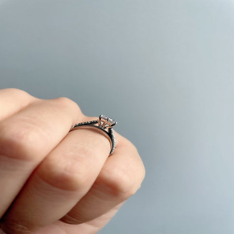 Image Contain: Model Wearing Solitaire with Side Stones Ring