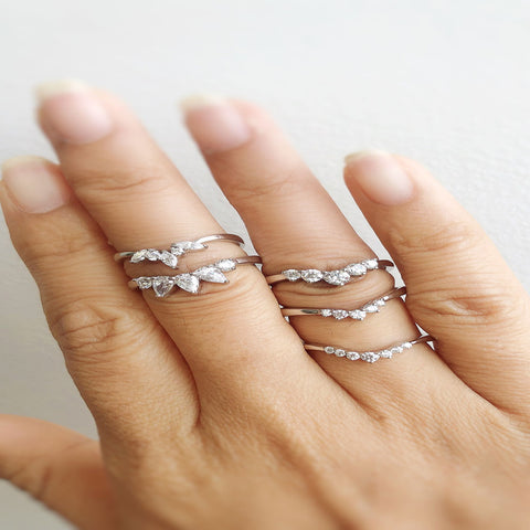 Image Contain: Model Wearing 5-Stone Curved Band, Wishbone Curved Band