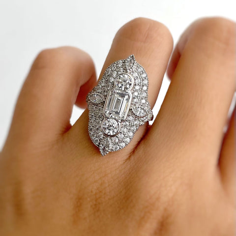 Image Contain: Model Wearing Art Deco Ring