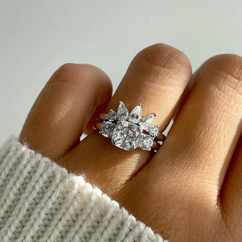 Image Contain: Model Wearing 3-Stone Ring, 5-Stone Curved Band