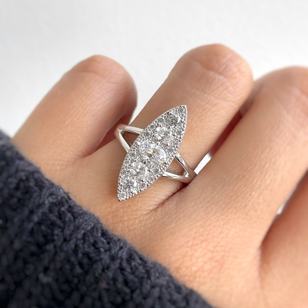 Image Contain: Model Wearing 5-Stone Split Shank Ring