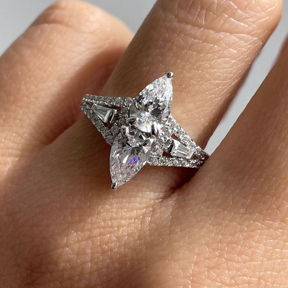 Image Contain: Model Wearing 2-Stone Ring