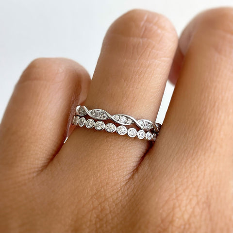 Image Contain: Model Wearing Bubble Eternity Ring, Woven Eternity Ring