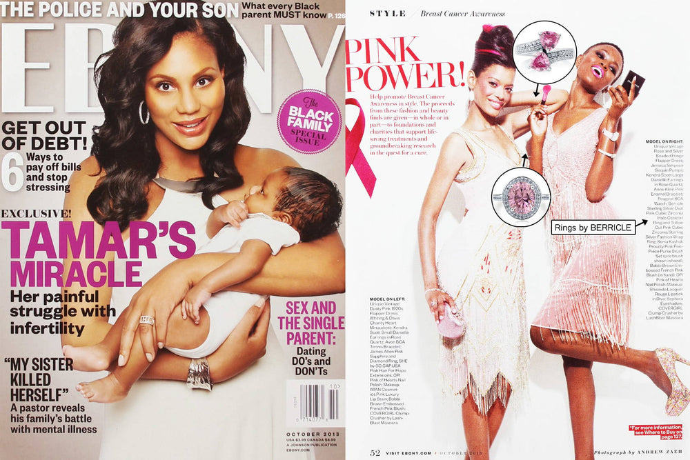 Image Contain: Ebony Magazine / Publication Features Bypass Ring, Halo Ring
