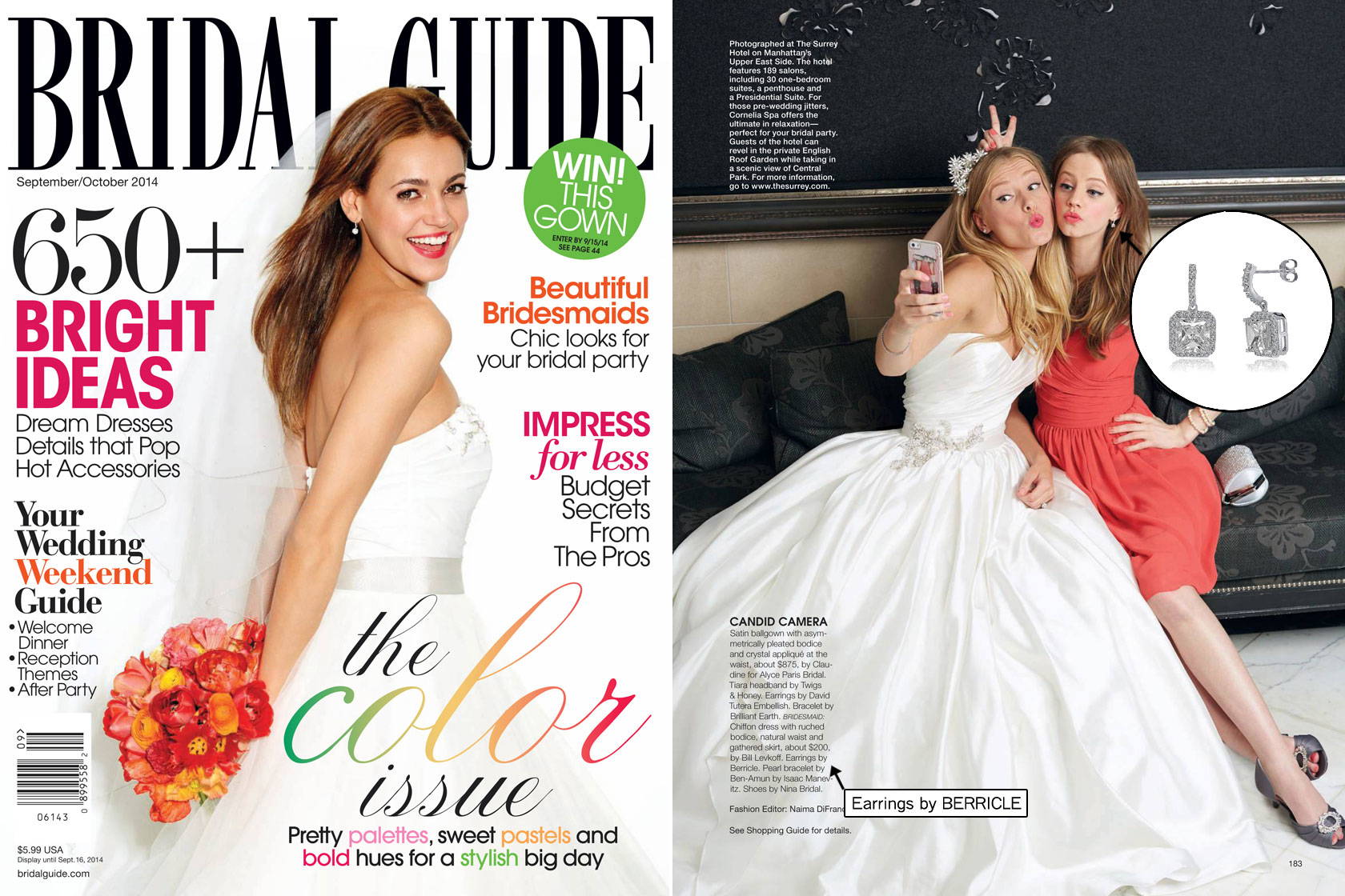 Image Contain: Bridal Guide Magazine / Publication Features Halo Dangle Earrings