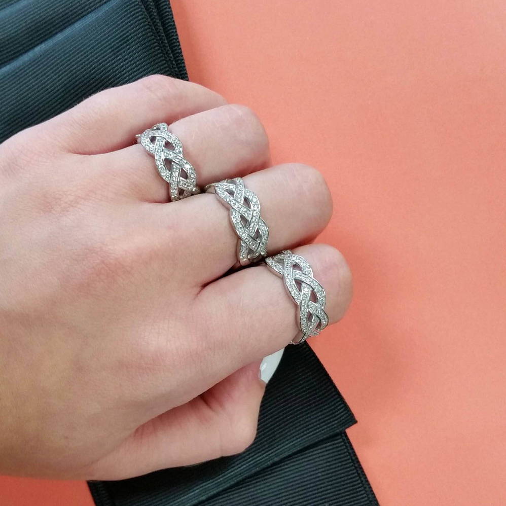 Image Contain: Model Wearing Woven Half Eternity Ring