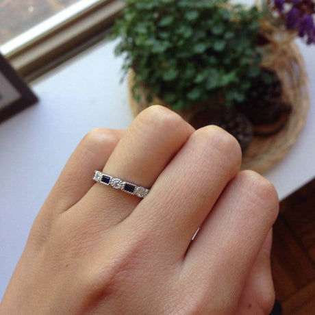 Model Wearing Art Deco Eternity Ring