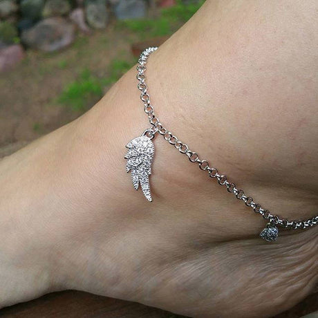 Image Contain: Model Wearing Angel Wings Charm Anklet