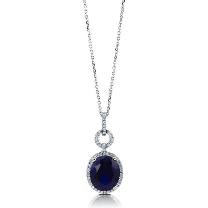 Halo Sapphire-Blue Oval CZ Set in Sterling Silver