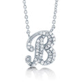 Initial Letter CZ Necklace in Sterling Silver, B