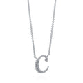 Initial Letter CZ Necklace in Sterling Silver, C