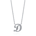 Initial Letter CZ Necklace in Sterling Silver, D