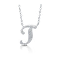 Initial Letter CZ Necklace in Sterling Silver, J