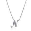 Initial Letter CZ Necklace in Sterling Silver, N