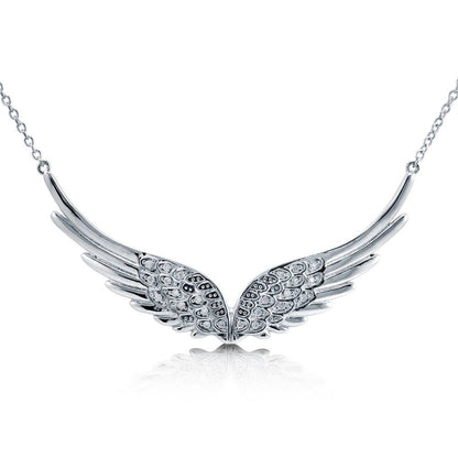 Angel Wings CZ Necklace in Sterling Silver