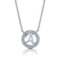 Initial Letter CZ Necklace in Sterling Silver, A