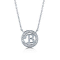 Initial Letter CZ Necklace in Sterling Silver, B