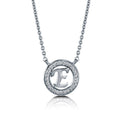 Initial Letter CZ Necklace in Sterling Silver, E