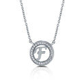 Initial Letter CZ Necklace in Sterling Silver, F