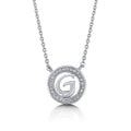 Initial Letter CZ Necklace in Sterling Silver, G