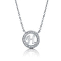 Initial Letter CZ Necklace in Sterling Silver, H