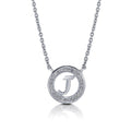 Initial Letter CZ Necklace in Sterling Silver, J