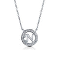 Initial Letter CZ Necklace in Sterling Silver, N