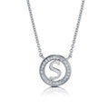 Initial Letter CZ Necklace in Sterling Silver, S