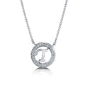 Initial Letter CZ Necklace in Sterling Silver, T