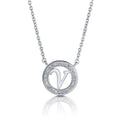 Initial Letter CZ Necklace in Sterling Silver, V