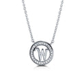 Initial Letter CZ Necklace in Sterling Silver, W