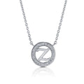 Initial Letter CZ Necklace in Sterling Silver, Z