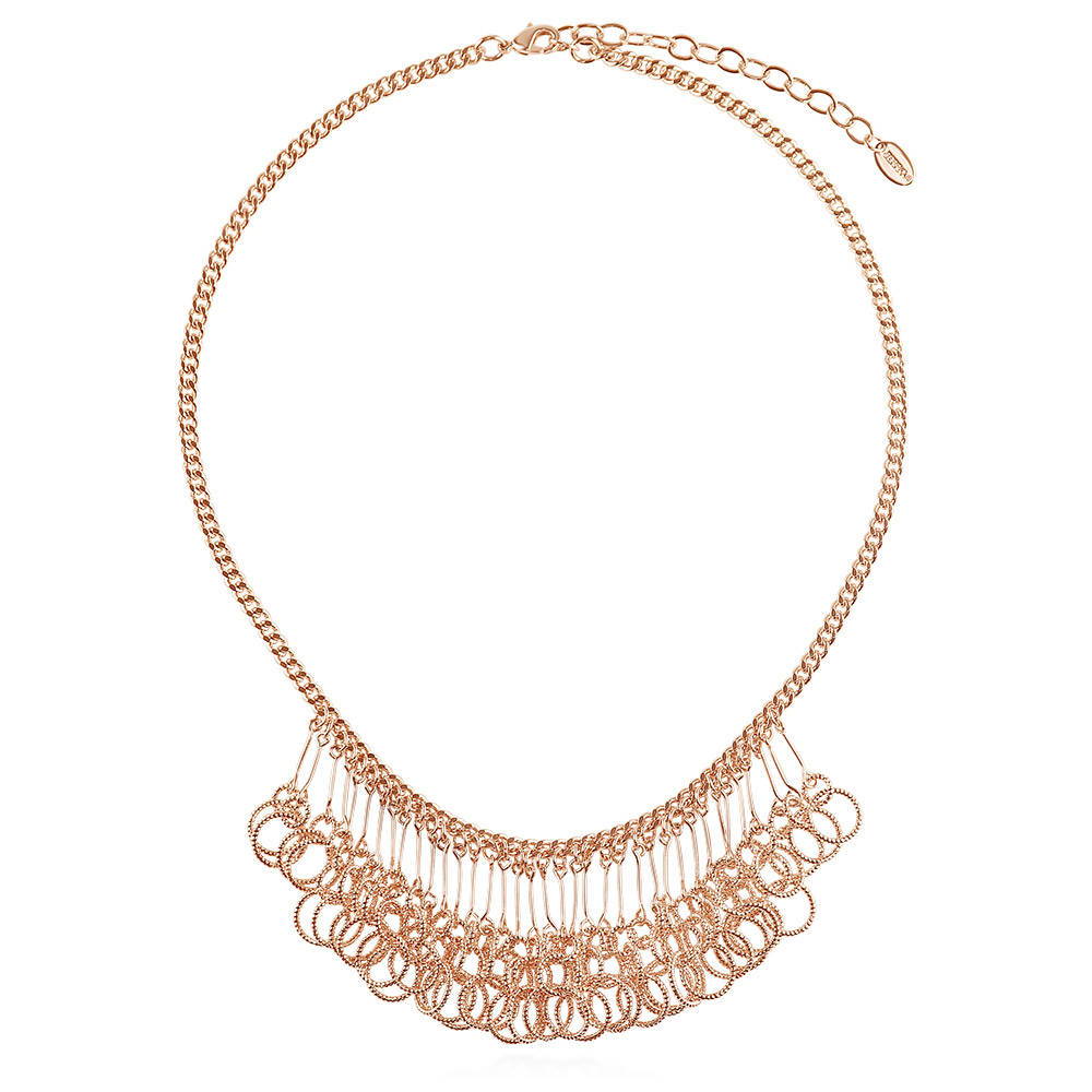 Open Circle Lightweight Statement Necklace in Rose Gold-Tone