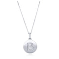 Initial Letter CZ Necklace in Sterling Silver, B