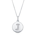 Initial Letter CZ Necklace in Sterling Silver, J