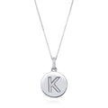 Initial Letter CZ Necklace in Sterling Silver, K