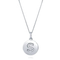 Initial Letter CZ Necklace in Sterling Silver, S