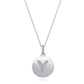 Initial Letter CZ Necklace in Sterling Silver, Y