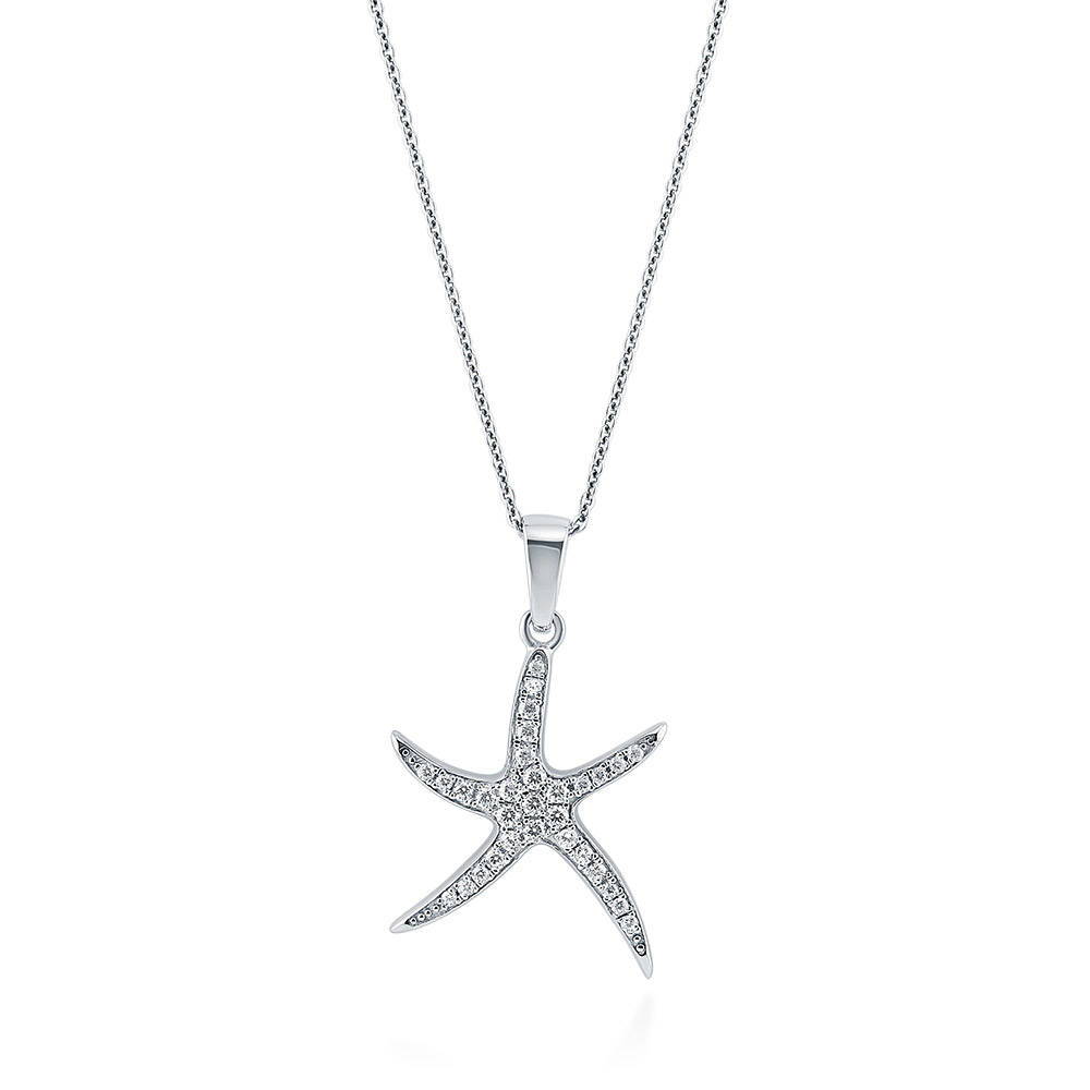Starfish CZ Pendant Necklace in Sterling Silver, 1 of 6