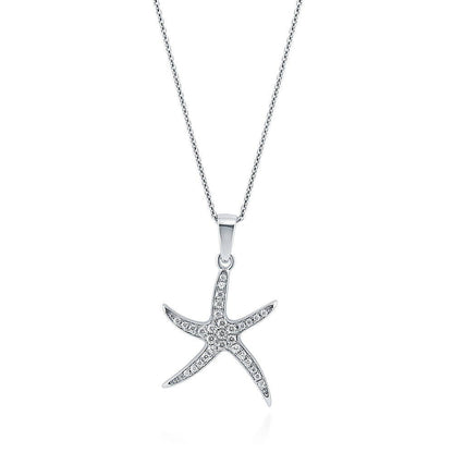 Starfish CZ Pendant Necklace in Sterling Silver