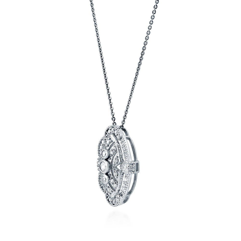 Front view of Art Deco Milgrain CZ Set in Sterling Silver, 8 of 10