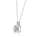 Front view of Solitaire Asscher CZ Necklace in Sterling Silver 3ct, Rhodium Plated