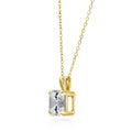 Front view of Solitaire Asscher CZ Necklace in Sterling Silver 3ct, Yellow Gold Flashed