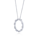 Front view of Open Circle CZ Necklace in Sterling Silver, Rhodium Plated