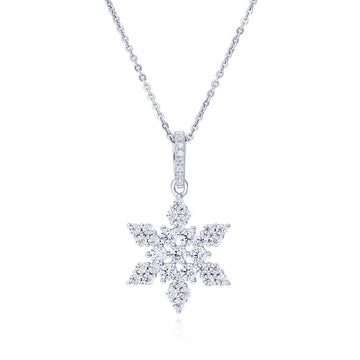 Snowflake CZ Pendant Necklace in Sterling Silver