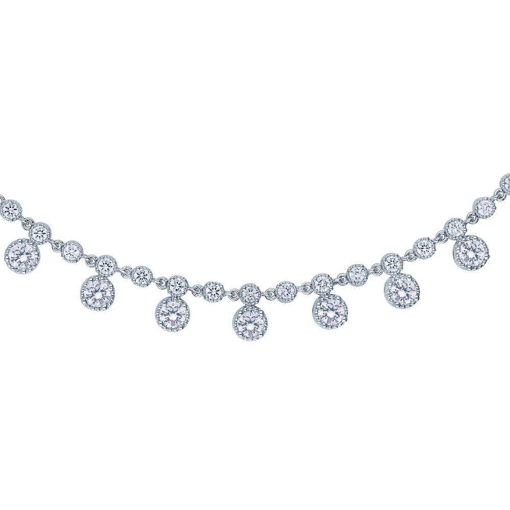 CZ Statement Necklace in Silver-Tone
