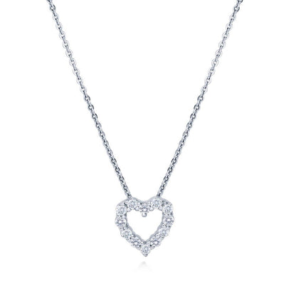 Open Heart CZ Necklace and Earrings in Sterling Silver