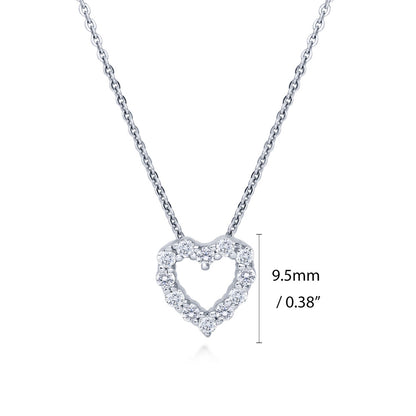 Open Heart CZ Necklace and Earrings in Sterling Silver